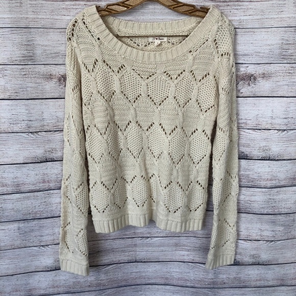 J.J. Basics Ivory Knit Sweater Size S - Picture 2 of 6